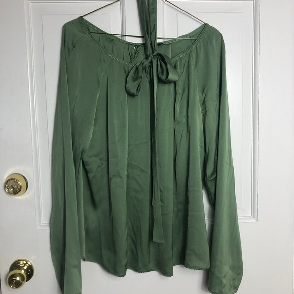 Elie Tahari Green Silk Women's Blouse and Neck Tie - Picture 1 of 7